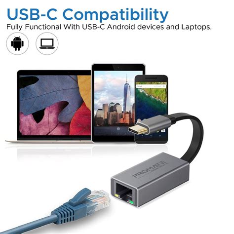 Promate GigaLink C Ultra Fast USB C To Gigabit Ethernet Network Adapter