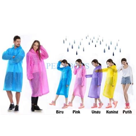 Perabots Jas Hujan Eva Original Tebal Poncho Warna Polos Model Korea