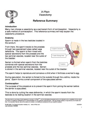 Fillable Online Many Men Choose A Vasectomy As A Permanent Form Of