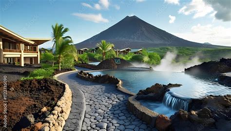 Relaxing Hot Springs Experience At Scenic Volcano Resort Nature Retreat Outdoor Oasis Tropical