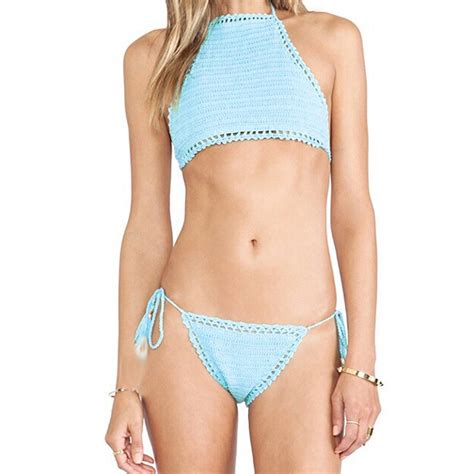 Sexy Women Bikini Set 2pcs Crochet Knit Topandbottoms Halter Summer