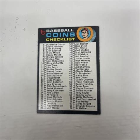 1971 Topps Coin Checklist Card 161 Unchecked Excellent EBay