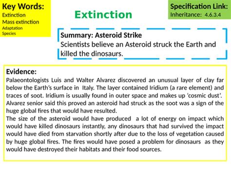 Aqa Gcse Biology Science Extinction Lesson Teaching Resources