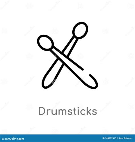 Outline Drumsticks Vector Icon Isolated Black Simple Line Element