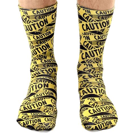 Caution Unisex Crew Socks Johns Crazy Socks