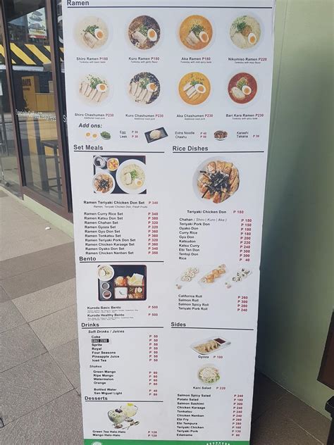 Menu At Ramen Kuroda Eton Centris Restaurant Quezon City Ground Floor