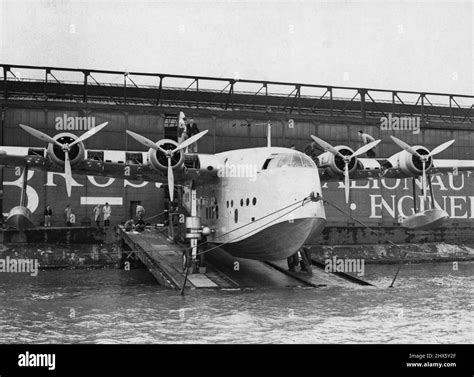 First Of Empire Flying Boat Fleet -- View of the new flying boat on the slipway at Rochester ...