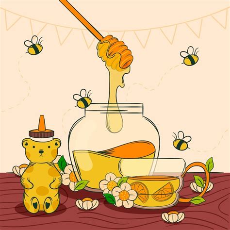 Free Vector Hand Drawn Honey Jar Food Drawing Element