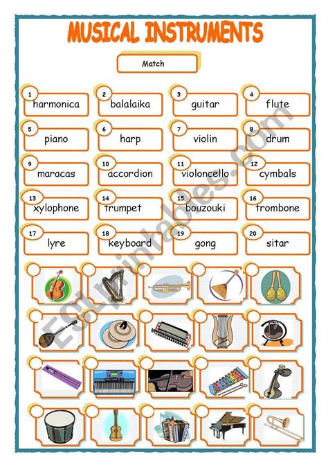 Musical Instruments ESL Worksheet By LILIAAMALIA