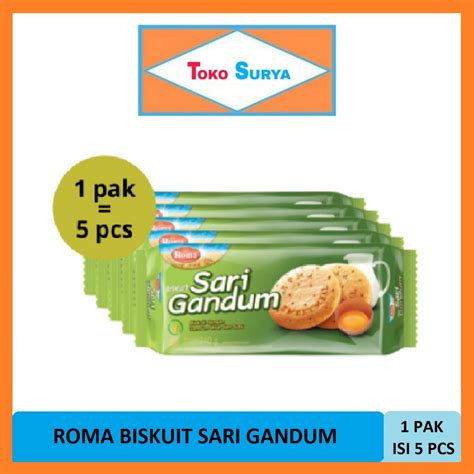 Jual Roma Biskuit Sari Gandum Utuh Dan Susu 149 Gr 1 Pak X 5 Bks