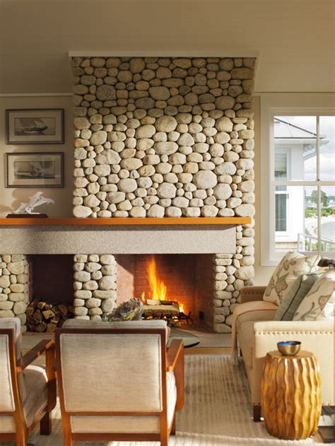 River Rock Fireplace Surround | Houzz