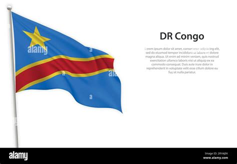 Waving Flag Of Dr Congo On White Background Template For Independence