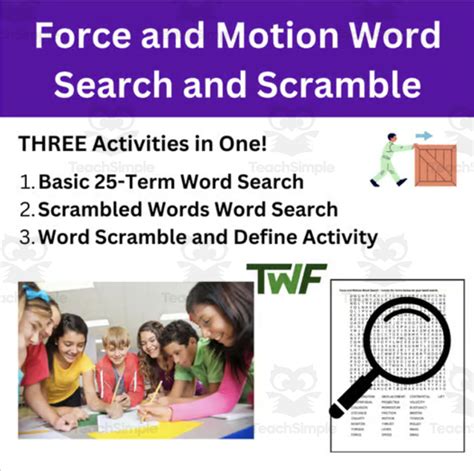 Force And Motion Word Search And Scramble Activity By Teach Simple