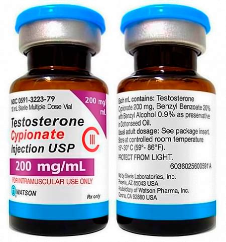 Testosterone Cypionate Injection 200mg Ml By Watson 10ml Vial