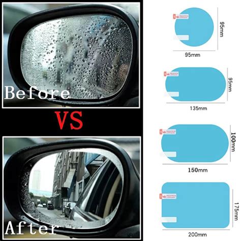 2Pcs Car Rearview Mirror Reflective Film Anti Fog Waterproof Rainproof