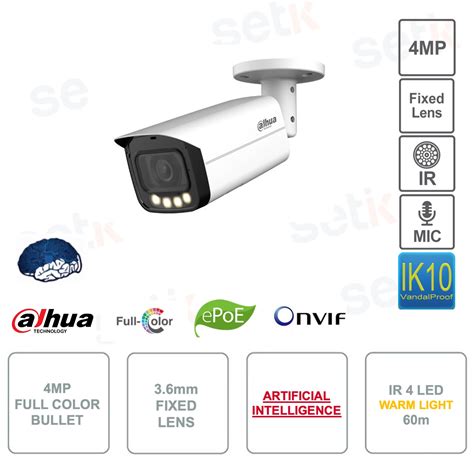 IPC HFW5449T ASE LED Dahua IP PoE ONVIF AI Series 4MP Bullet 3 6mm