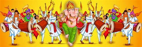 Illustration Of Lord Ganpati Background For Ganesh Chaturthi Festival