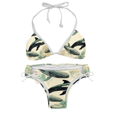 Whale Detachable Sponge Adjustable Strap Bikini Set Two Pack Great For