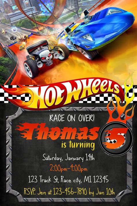 Invitaci N De Hot Wheels Para Fiesta De Cumplea Os