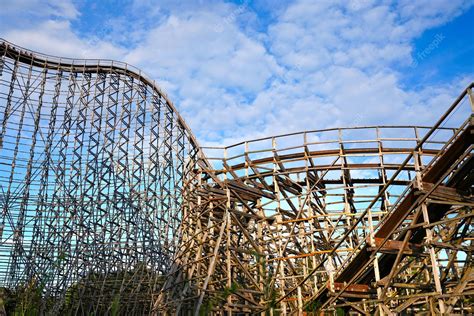 Premium Photo | Wooden roller coaster view on the construction of a ...