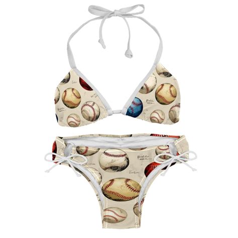 Baseball Detachable Sponge Adjustable Strap Bikini Set Two Pack Swimsuit Swim Suit Beach Pool