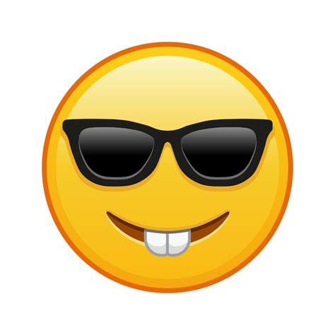 Cara de nerd con gafas de sol gran tamaño de sonrisa emoji amarilla