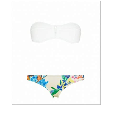 White Zip Through Bikini And Floral Bottom Emfed