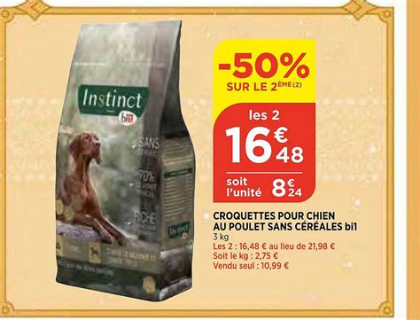 Promo Croquettes Pour Chien Au Poulet Sans Céréales Bi1 chez Atac