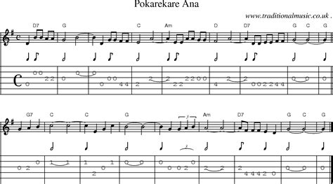 Scottish Tune Sheetmusic Midi Mp3 Guitar Chords Tabs Pokarekare Ana