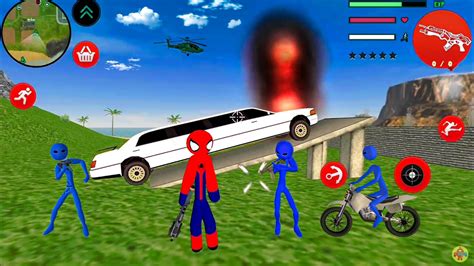 Amazing Spider Stickman Rope Hero 2 Fun At NY City Limo Car