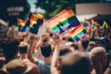 Ia gerou bandeiras de arco íris da comunidade lgbt ao vento na rua da