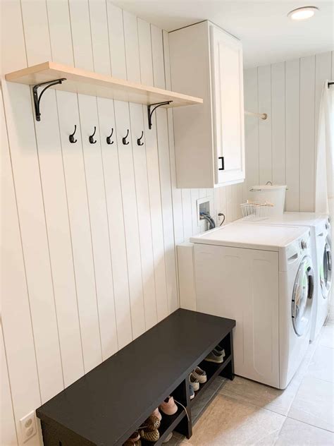 Laundry Room With Vertical Shiplap Arinsolangeathome