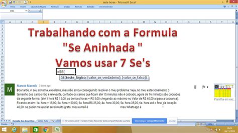 Formula Se Aninhada Em Exemplo Pratico Criando Planilha Para Controle