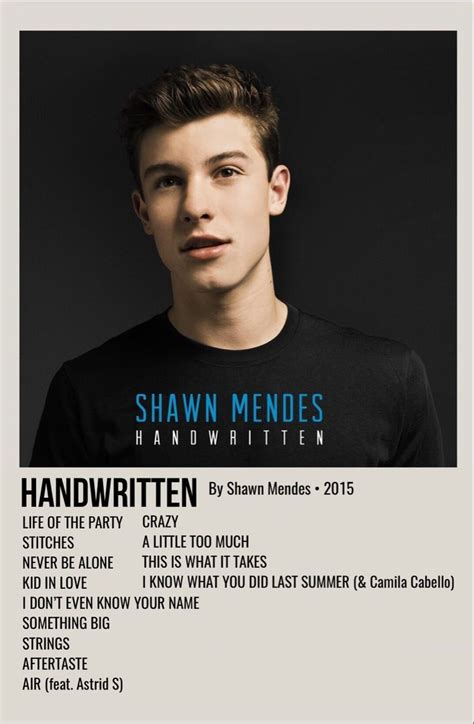 Handwritten Shawn Mendes Album Shawn Mendes Songs Shawn Mendes