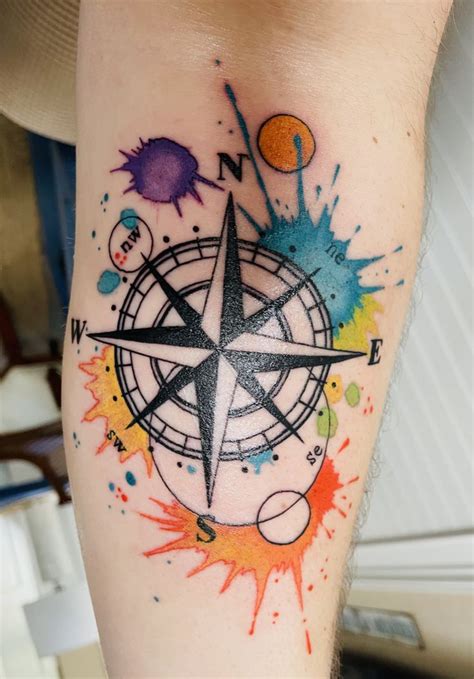 My Watercolor Compass Rose Tattoo In 2024 Compas Tattoo Tattoos Arm Tattoos Aztec