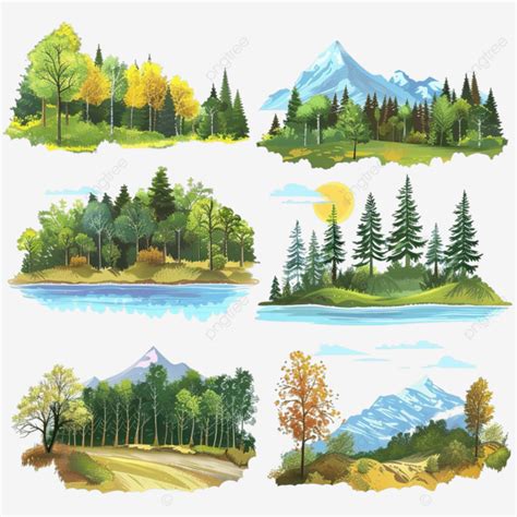 Paisaje Natural En Diferentes Pocas Del A O Png Dibujos Estaciones