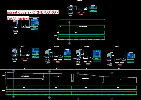 istinat duvarı dwg projesi Autocad Projeler