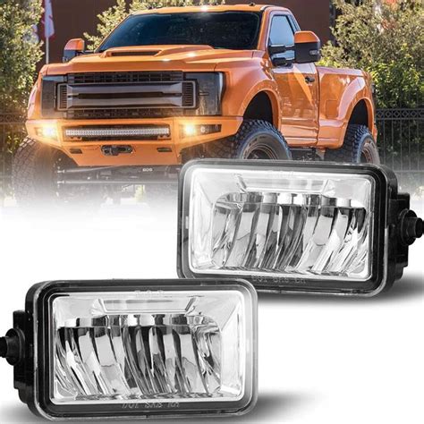 2pcs For 2015 2018 Ford F 150 Led Fog Lights Assembly Rectangle Lamps Clear Lens Pair