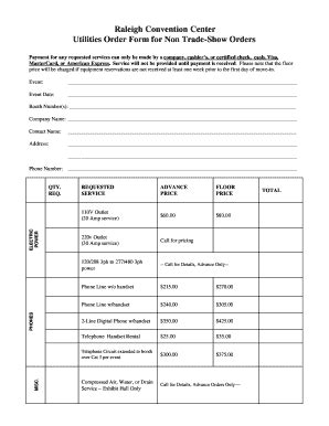 Fillable Online Cgia State Nc Utilities Order Form For Non Trade Show