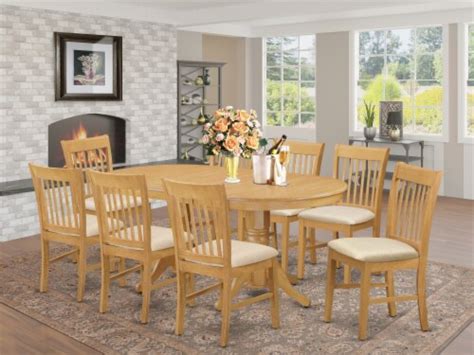 East West Furniture Vancouver 9 Piece Wood Table And Dining Chairs In