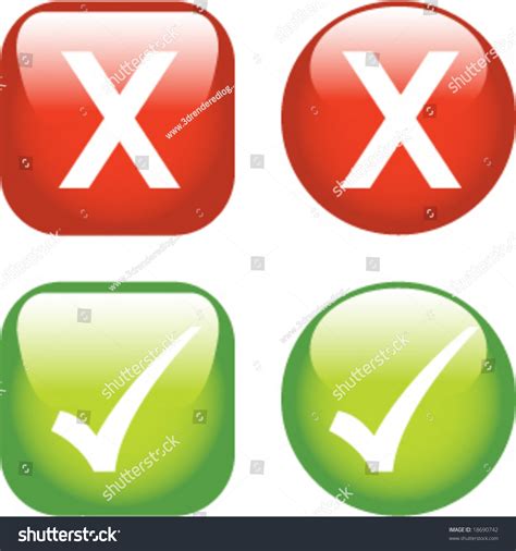 Stock Vektor Colourful Set Buttons Showing Ticks Crosses Bez