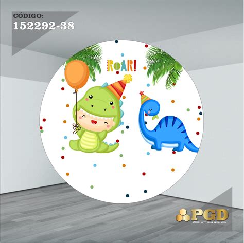 Painel Redondo X Mt Tema Dino Baby Modelo Tecido Em