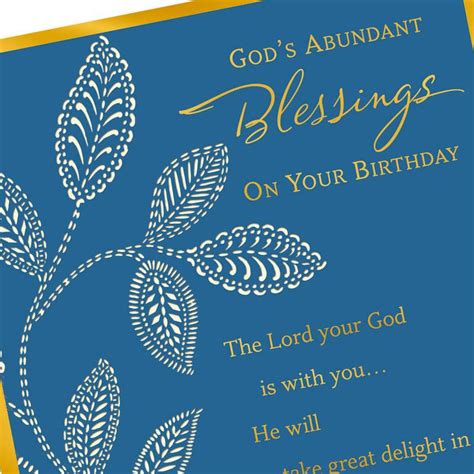 A Blue And Gold Birthday Card With The Words God S Abundant Blessing