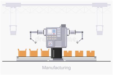 Intelligente Industrielle Fabrik In Einer Flachen Art Mit Arbeitskr