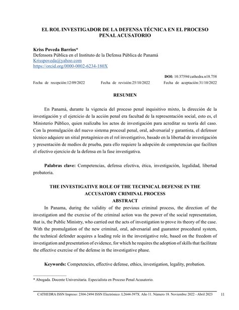 PDF El rol investigador de la defensa técnica en el proceso penal