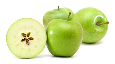 Two Green Apple Fruits Isolated On White Background Stock Photo