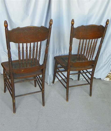 Bargain Johns Antiques Antique Set Of Four Oak Pressed Back Chairs