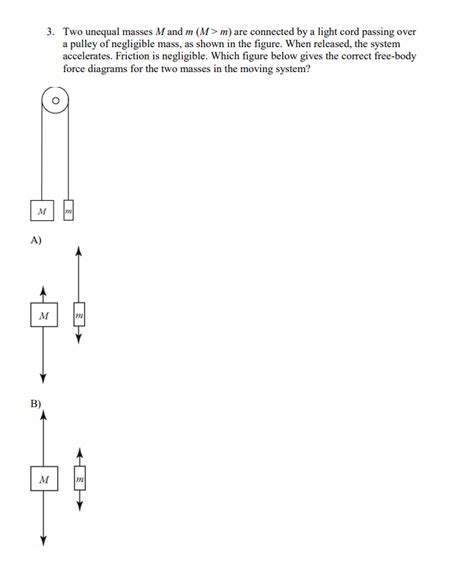 Solved Two Unequal Masses M And M M M Are Connected Chegg