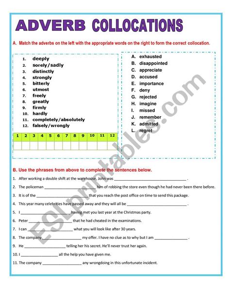 Adverb Collocations ESL Worksheet By Gumby59