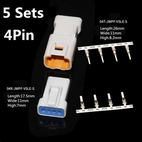 5 Sets 4 Pin Way Male Or Female Connector With Terminal For Motorcycle Car Suv Ebay